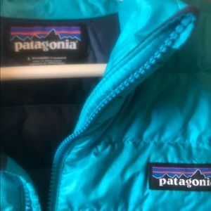 Blue Patagonia puff jacket